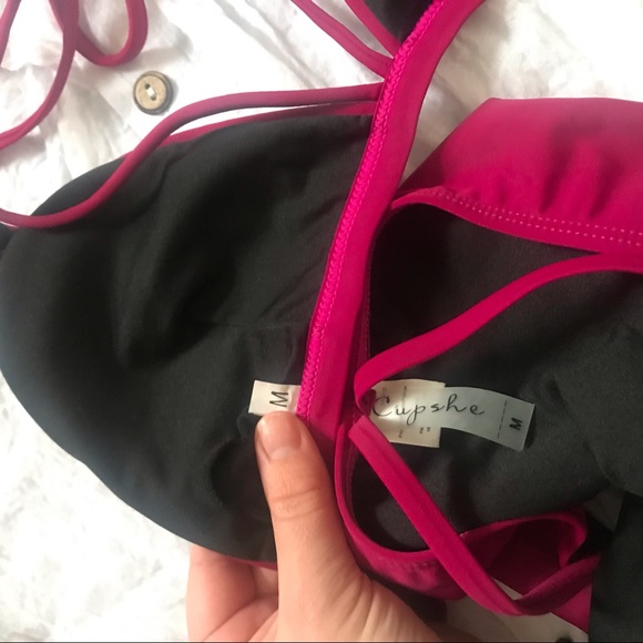 Cupshe War at Beach Halter Bikini Set in Wine - Picture 3 of 7